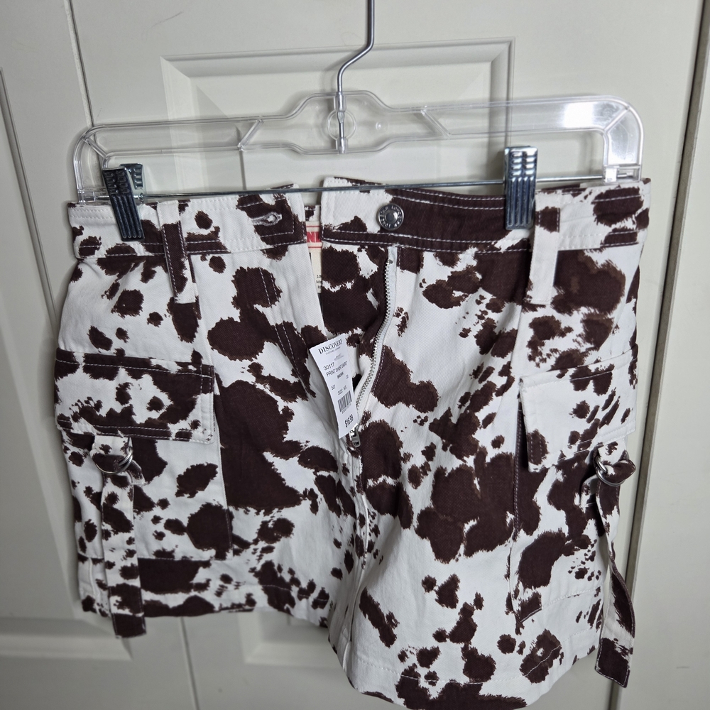 Discovery Brown and White Patterned Mini Skirt